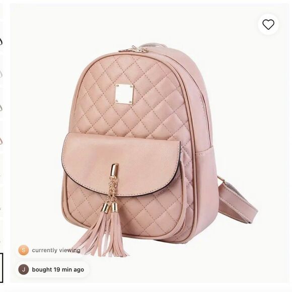 NEW 3-Pc PINK Argyle Quilted Backpack Set PU Leather School Bag & Clutch & Walle main image 6